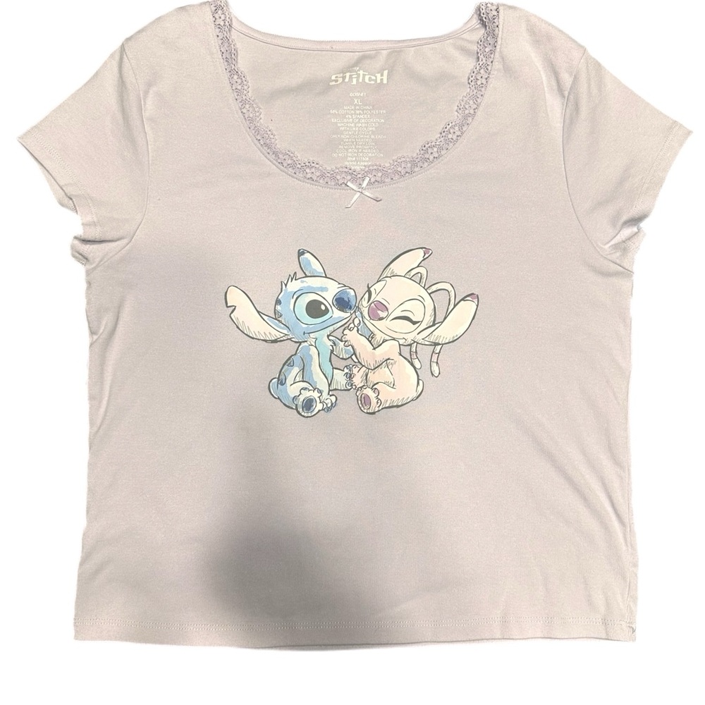 Disney Light lavender Tee with Stitch and Angel